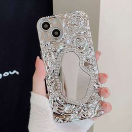 Electroplate D Rose Folds Texture Rhombus Mirror Phone Case For iPhone Pro Max pro Shockproof Back Cover