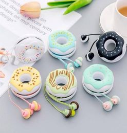 Universal candy Colour 35mm Wired Headphones Bass Stereo Earbuds Music Earphone for all smart phone with doughnut storage box6349772