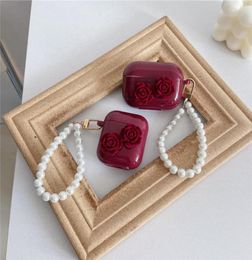 Luxurys Designers airpods pro 2 3 Headset Accessories case suitable for airpodspro earphones bag high quality Wine red flowers ear7057393