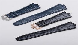 Black Dark Blue Genuine Cow leather straps fit For constantin 47660 000G9829 watch 25mm 9mm lug Overseas watchbands bracelet255v7412241