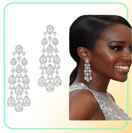 Choucong Brand Handmade Dangle Earrings Luxury Jewellery 18K Gold Fill Water Drop White Topaz CZ Diamond Banquet Party Women Wedding4103977