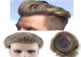 7 Colour Human Hair Toupee for Men Natural Straight Light Brown Replacement Hairpiece European Remy Hair Male Wig 10x82223185