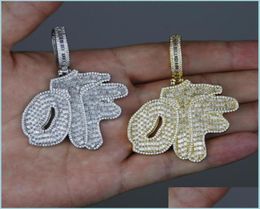 Pendant Necklaces Men Hip Hop Iced Out Otf Letter Pendant Necklace Bling 5A Cubic Zirconia Paved Tennis Chain Jewelry Drop Deliver3260613