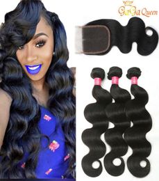 28 30inch Mink Brazilian Hair Bundles With Closure 3PCS Body Wave Straight Hair With 4x4 Lace Closure Unprocessed Remy Human Hair 9120076