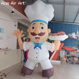 wholesale 5mH Giant Standing Inflatable Cook Model Inflatable Chef Character with Pizza for Restaurant Promotions Opening 001