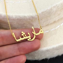 Personalised Arabic Name Necklace for Women Stainless Steel Custom Nameplate Pendants Gold Colour Chain Necklaces Jewellery 240520