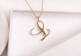 10PCSTiny Swirl Initial Alphabet Letter Necklace All 26 English Gold AT Cursive Luxury Monogram Name Letters Word Text Chain Neck8581368