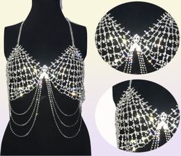 Stonefans Sexy Hollow Rhinestone Bra Top Dance Jewelry for Women Tassel Body Chain Chest Crystal Bralette Underwear Necklace T20055505709