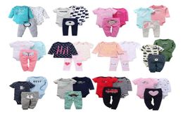 Fall born Infant Baby Boy Girl Clothes Set 3PCS Suit TopsBodysuitPants Cartoon Unicorn Letter print Baby Clothing 2108165167652