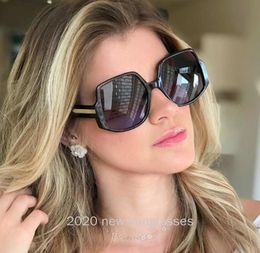 Sunglasses 2021 Flat Top Oversize Square Women Fashion Retro Gradient Sun Glasses Men Green Big Frame Vintage Eyewear UV400 NX2795287