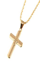 18k Gold Plated Catholic Cross Jesus Christ Jewellery Crucifix Cross Pendant Necklace Jewellery for Women8288522