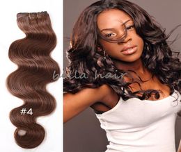 8A Body Wave 4pcslot Brazilian Malaysian Indian Peruvian Dark Brown Black Hair Weave Human Hair Weft Bella Hair3036815