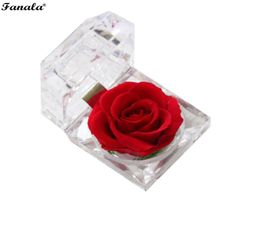 Eternal Rose Ring Box Case Holder Storage Multicolor Everlasting Cuboid Imitation Flower Ring Valentine039s Day Wedding Propose4528230