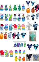 Sensory key ring toys kids christmas halloween gift push s bubble puzzle keychain Xmas tree bell elk pumpkin ghost shape fingertip toy party gift H911RJ6O3634948