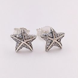 Studs Tropical Starfish Stud Earrings Authentic 925 Sterling Silver Fits European Style Studs Jewellery Andy Jewel 290748CZ9029749