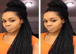 28inches Lace Front Braid Wigs For Black Women senegalese wig High Temperature Fibre Full Head Braiding Hair Black Wig5183710