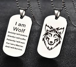 Fashion Wolf Pendant Necklace Double Side Engraved I Am Fans Gift Dog Jewellery Keychain Necklaces4498942