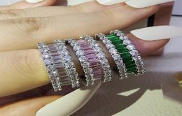 2022 Choucong Brand Wedding Rings Luxury Jewellery 925 Sterling Silver Princess Cut Multi Colour 5A Cubic Zircon Eternity Party Women3030768
