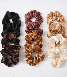 Scrunchies Hairbands Solid Satin Hair Bands Large intestine Hair Ties Ropes Girls Ponytail Holder Hair Accessories 6 Designs M24198258435