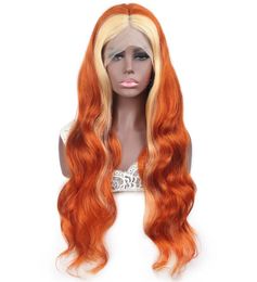Ishow Body Wave 13x1 T Part Transparent Lace Front Wig Orange Ginger Blonde 613 Blue Red Pink 99j Colour Remy Pre Plucked Human Hai2952400