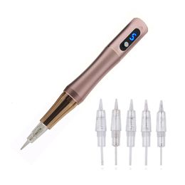 High Quality PInk LED Permanent Makeup Tattoo Eyebrow Machine With Screw Needles Cartridge 240601