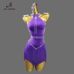 Stage Wear New Latin Dance Dress Standard Ballroom Competition Women Skirts Piece Girls Practise Sport Clothing Evening Stage Samba Come Y240529