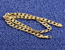 High quality 14K YELLOW Solid GOLD GF FLAT RIM CURB CHAIN WOMEN MEN SOLID CHARM 236INCH NECKLACE 10MM7336599