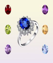 Wedding Rings JewelryPalace Princess Created Blue Sapphire 925 Sterling Silver Engagement Ring Ruby Natural Amethyst Citrine Topaz 2210242120174