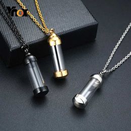 Pendant Necklaces Vnox Can Open Hollow Tube Necklaces for Women Men Urn Ashes Cremation Memorial Pendants Stainless Steel Unisex Gifts Jewellery Y240530X1K5