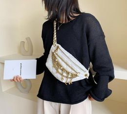 Women Waist Bag 2021 New Fashion Chest Bag Plaid Chain Ladies Shoulder Crossbody Pearl Metal Pu Leather Letter Belt Pack8276153