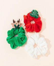 Christmas Hair Accessory Tie For Girl Woman Elastic Santa Claus Elk Hairband Ring Rope Solid Color Stretchy Scrunchy Boutique9252617