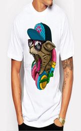 ONeck New Men 039S Fashion Crazy Dj Cat Design T Shirt Cool Tops Short Sleeve Hipster Tees Casual Polyester Trend2794778