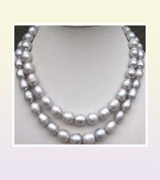 Beautiful 910mm natural tahitian gray silver pearl necklace 32 quot96722974003854