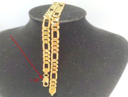 Necklace Chain Real Gold Solid Fine Stamep 14k brass Hallmarked Men039s Figaro Bling Link 600mm 8mm8583832