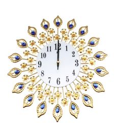 Modern Gold Flowers Large Living Room Wall Clock Metal Wall Watch Home Decor4075017
