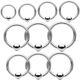 10pcsLot Steel Large Size Captive Bead Lip Rings BCR Nipple Eyebrow Tragus Ear Hoop Earrings Piercing Body Jewellery 240528