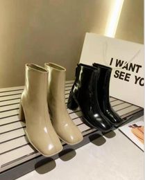 2022 new design woman fashion leather short half boots girls casual winter warm chunky heel thick boot lady outdoor closed toe sho6191819