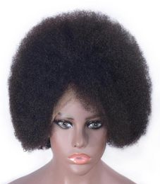 13x6 Afro Kinky Curly Human Hair Perücken brasilianische Remy Haarspitze vorne Perücken vorgezogen mit Babyhaare15458806037089