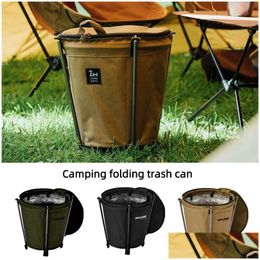 Outdoor Bags Self-Drive Cam Barbecue Cleaning Bbq Portable Cylinder Trash Can Collapsible Storage Ressible Drum Canvas Drop Delivery Dhpxy