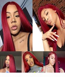 Red Lace Front Human Hair Wigs Red Human Hair Wig 99J 360 Lace Frontal Wig Pre Plucked Full Lace Human Hair Wigs Colored5203001573