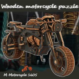 3D Puzzles 3D Wooden Puzzle Gifts Childrens Black Motorcycle Puzzle Adult Puzzle DIY Chessboard Game Interactive Game Smart Toy Hobbies G240529