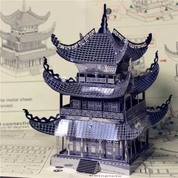 3D Puzzles IRONSTAR 3D Metal Puzzle Yueyang Tower Chinese architecture DIY Assemble Model Kits Laser Cut Jigsaw Toy Gift G240529