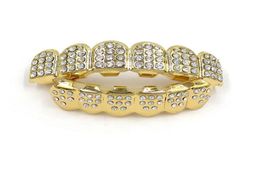 Gold Colour Iced Out Teeth Grin Top Bottom Bling Men Women Jewellery New5594964