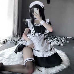Sexy Pyjamas Japanese Anime Cosplay Costume High Quality Black White Maid Outfit Apron Dress Plus Size Women Sexy Lingerie Stage Uniform New G240529 G240529