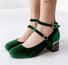 Dress Shoes AGODOR Women Velvet High Heels Ladies Pumps Elegant Pointed Toe Wedding Female Shallow Green Autumn Fashion Size 329687339
