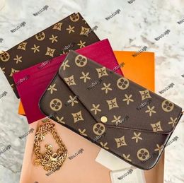 designer bag POCHETTE 3 pcs Wallets Women Leather Luxury Messenger Shoulder Bags Clutch wallet on chain Crossbody Purse louiseviution M61276 Multi Handbag Purse