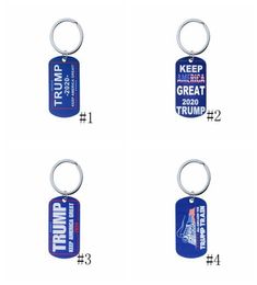 8 styles Trump Keychains Necklace Stainless Steel Trump Tag Keep America Great Keyring 2020 Donald Trump Train Key chains GGA32234768939