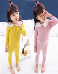 2019 Spring Autumn Baby girls Pyjamas set 2 pcs children kid 100 Cotton Sleepwear Girl Peter pan Collar Shirtpants Lounge wear T9735702