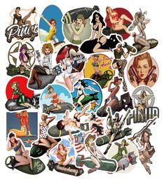 50PCS Mixed World War II Sexy Pin Up Girl Poster Stickers DIY Toys Car Phone Motorcycle Luggage Laptop Decal Sticker3248682