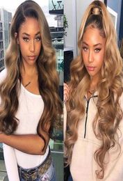 Brazilian human 5X5 PU hair wigs 1bt27 honey blonde bleached knots lace front human hair wigs with baby hair no shedding2751366